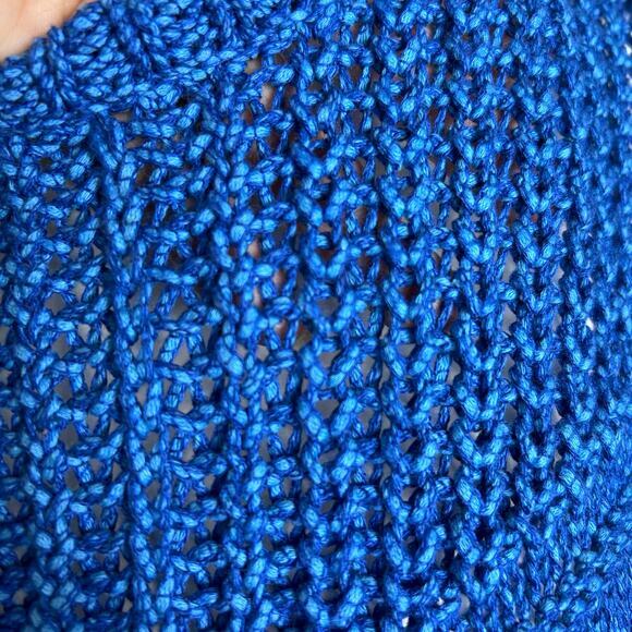 Diesel sweater women’s large electric blue chunky knit Italy‎ distressed Grunge - Picture 9 of 16